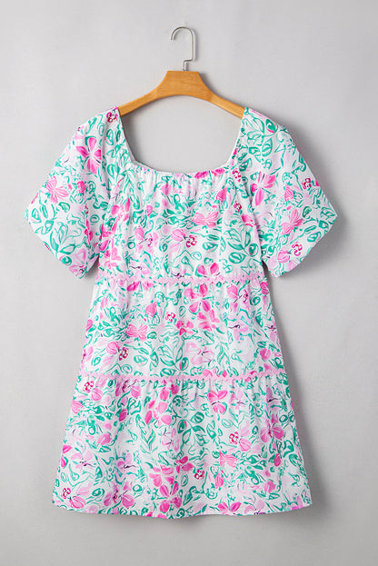 Plus Size Floral Ric-rac Trim Mini Dress