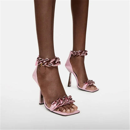 Large Size Square Toe Stiletto Sandals