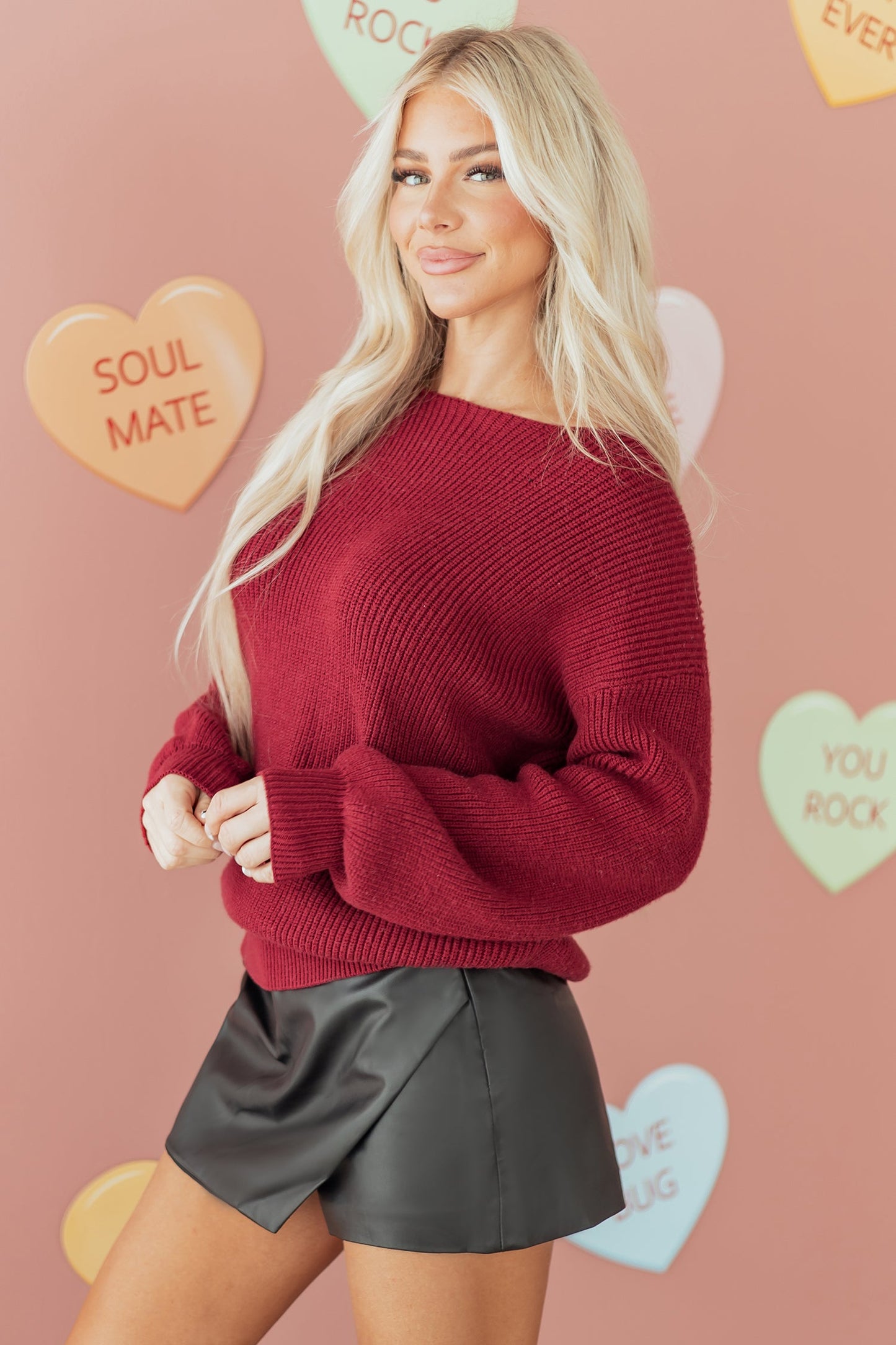 Ribbon Knot Backless Drop Shoulder Ribbed Sweater
