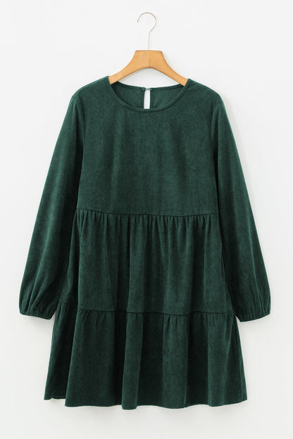 Lantern Sleeve Tiered Mini Dress