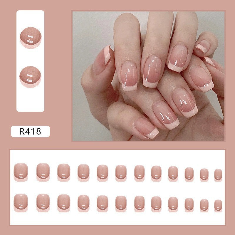 Oblique French Wearing Manicure Finished Fake Nails