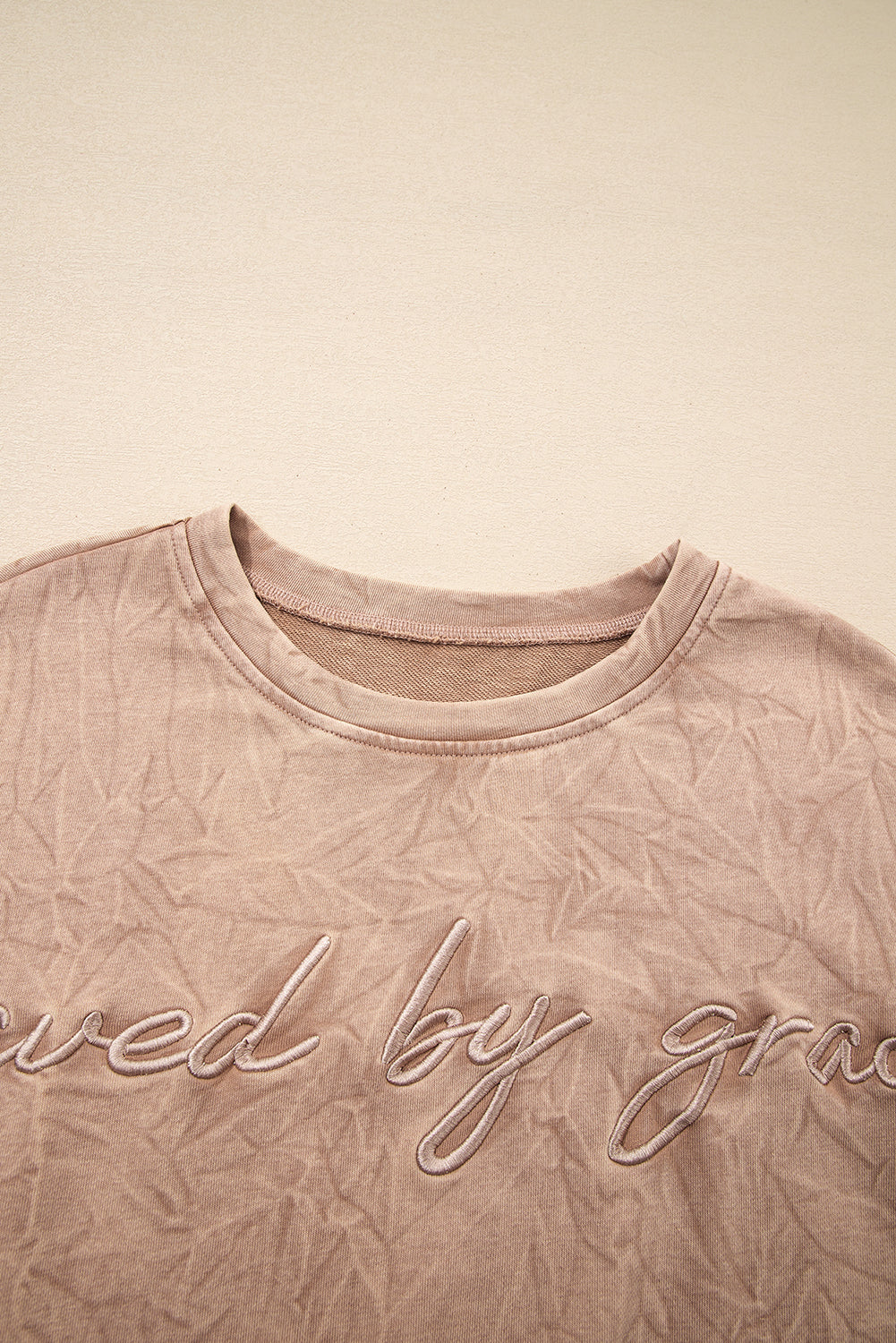 SAVED BY GRACE Embroidered Mineral Wash Sweatshirt