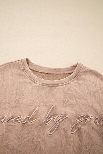 SAVED BY GRACE Embroidered Mineral Wash Sweatshirt