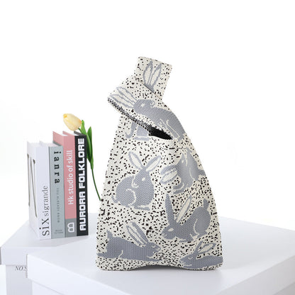 Checkerboard Knitted Shopping Tote