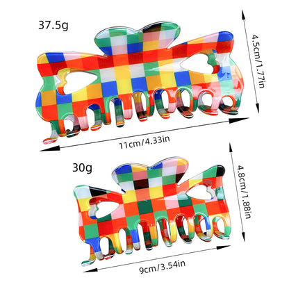Chessboard Lattice Hair Clip Elegant Acetic Acid