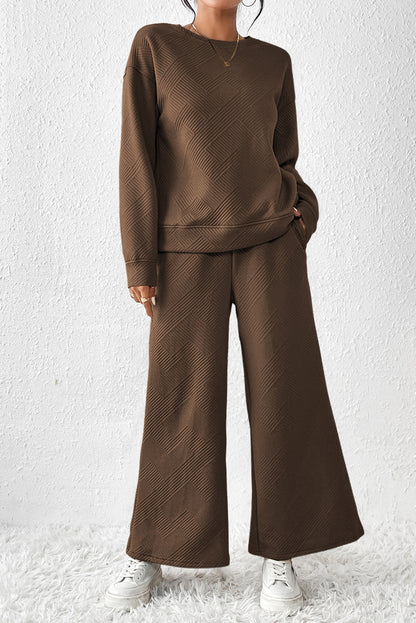 Textured Top and Pants Set