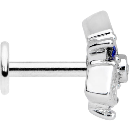 16G 1/4 Blue Gem Geometry Squares Circles Labret Monroe Tragus