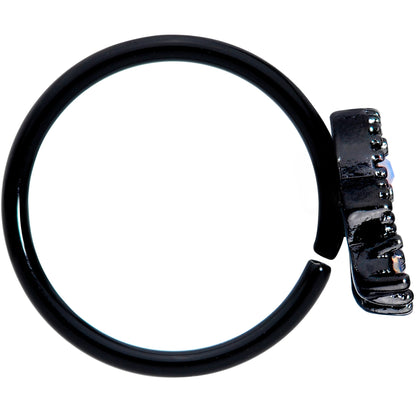 20G 5/16 White Faux Opal Black UFO Nose Hoop