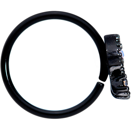 20G 5/16 White Faux Opal Black UFO Nose Hoop