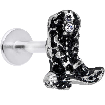 16G 5/16 Clear Gem Cowboy Boot Labret Monroe Tragus
