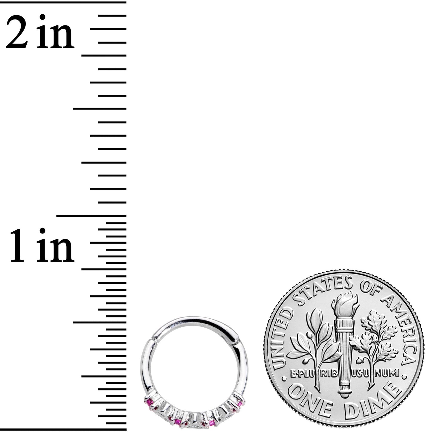 16G 3/8 Clear Pink CZ Gem Hearts Hinged Segment Ring