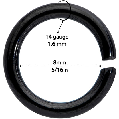 14G 5/16 Steel Black Anodized Seamless Cartilage Ring Set of 12