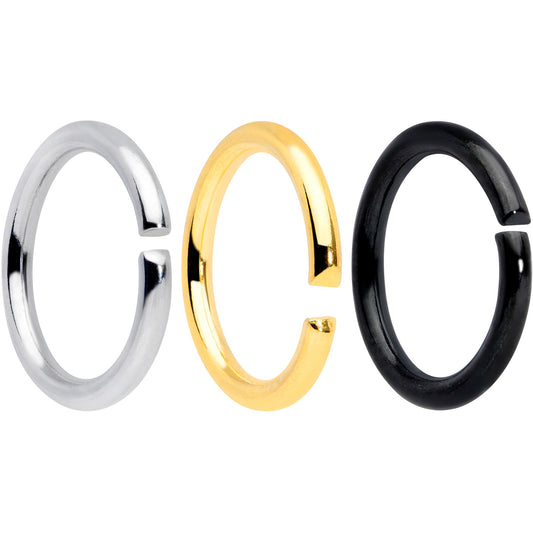 16G 5/16 Steel Black Gold Tone Seamless Cartilage Ring Set of 12