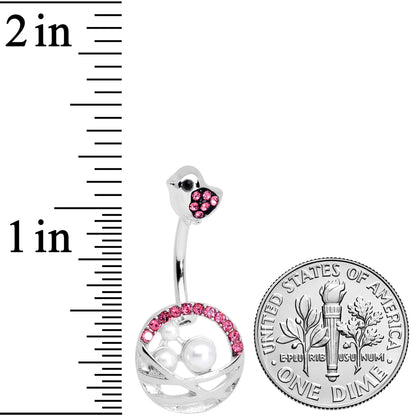 Pink Gem Chick Basket of Eggs Belly Ring