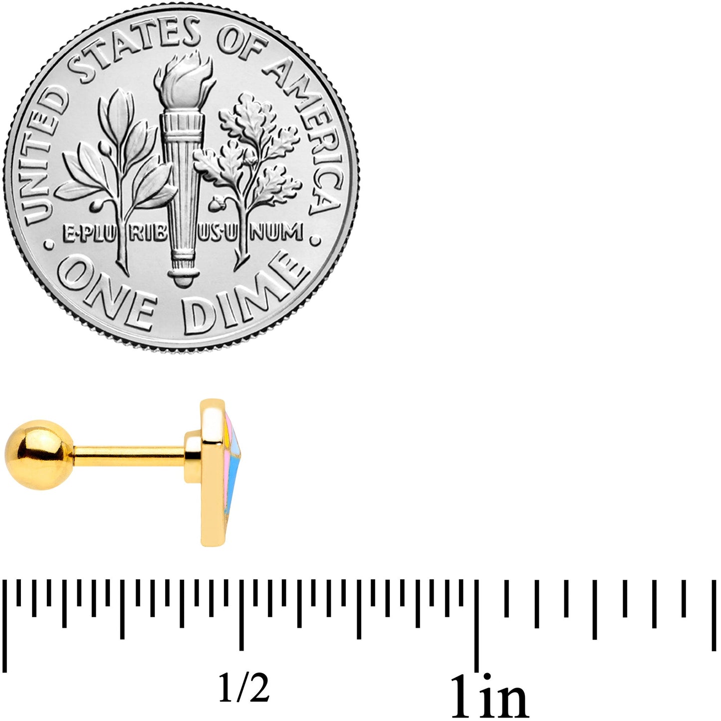 16G 1/4 Gold Tone Geologist Prize Cartilage Tragus