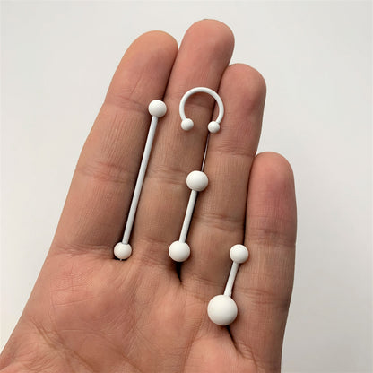 White Matte Barbell Tongue Ring