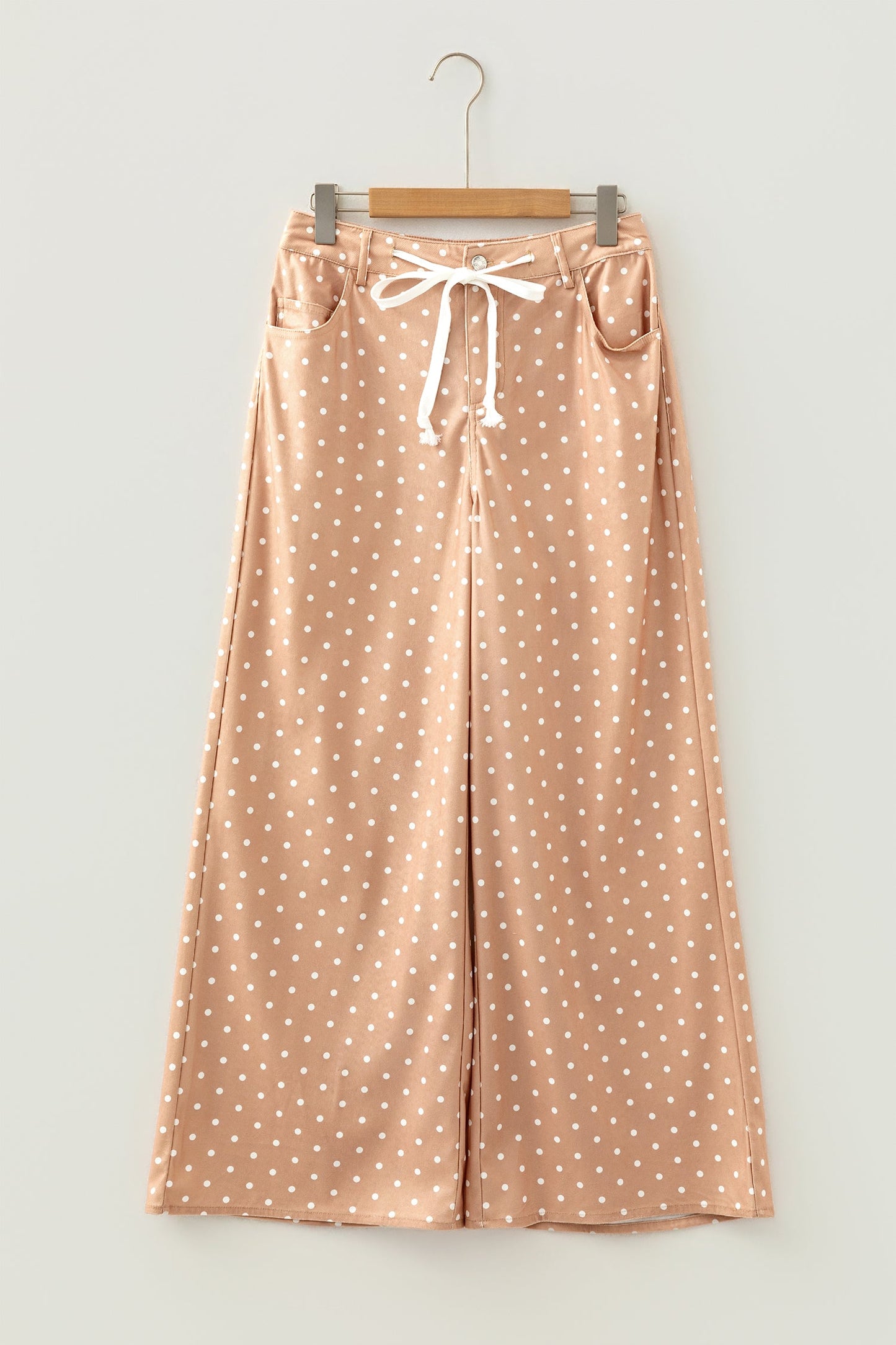 Polka Dot Drawstring Wide-Leg Pants
