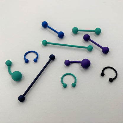 16G 3/8 Beautiful Blue Horseshoe Circular Barbell