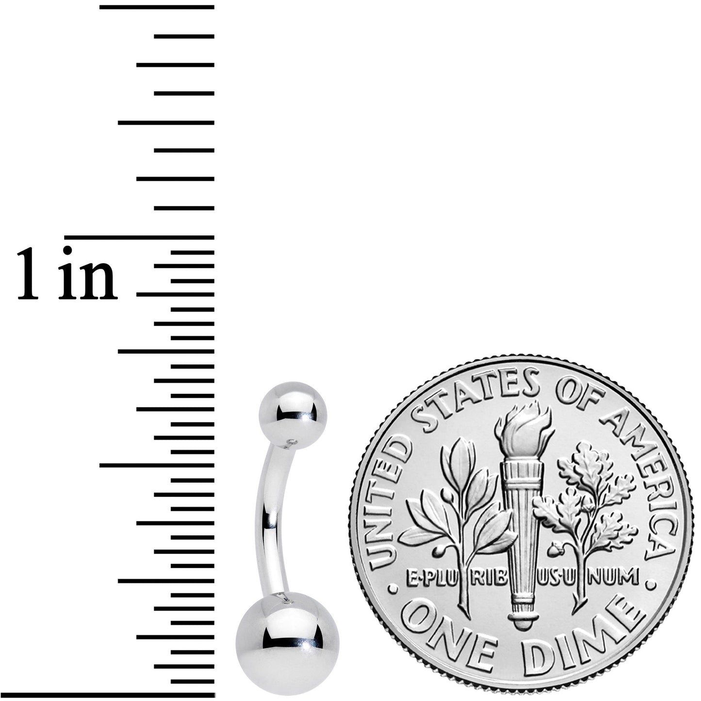 14G 5/16 Grade 23 Titanium Belly Ring Curved Barbell