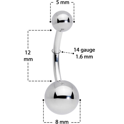 14G 7/16 Grade 23 Titanium Belly Ring Curved Barbell