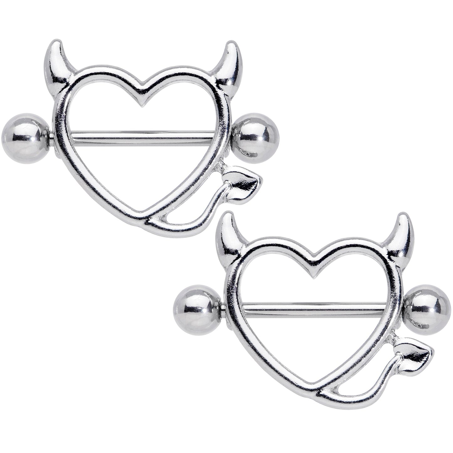 14G 5/8 Devil Heart Valentine Nipple Shield Set