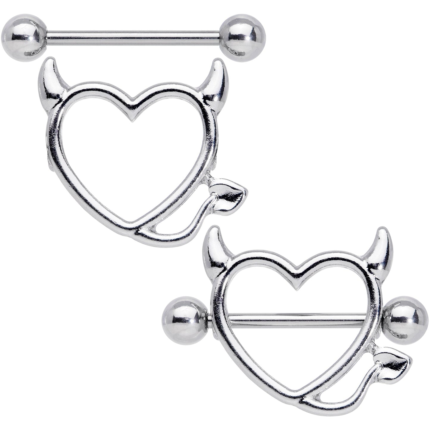 14G 5/8 Devil Heart Valentine Nipple Shield Set