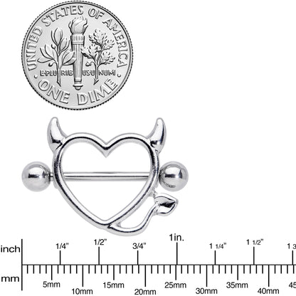 14G 5/8 Devil Heart Valentine Nipple Shield Set