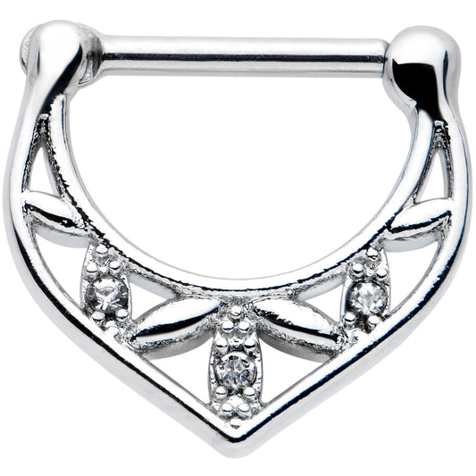 16G 5/16 Clear Gem Classic Geometric Cartilage Clicker