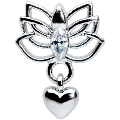 16G 5/16 Clear Gem Lotus Heart Dangle Labret Monroe Tragus