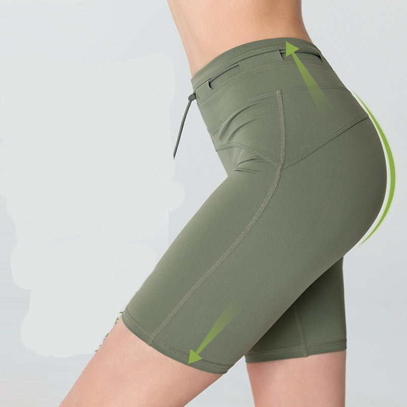 High Waist Drawstring Yoga Shorts