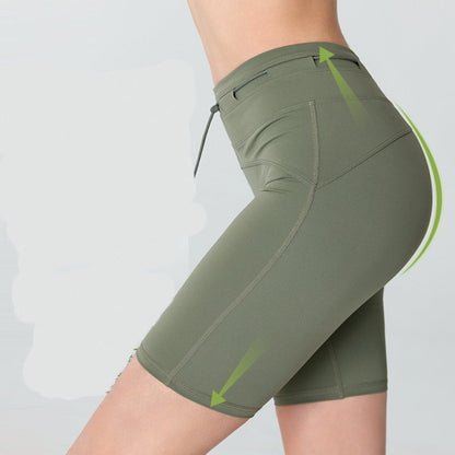 High Waist Drawstring Yoga Shorts