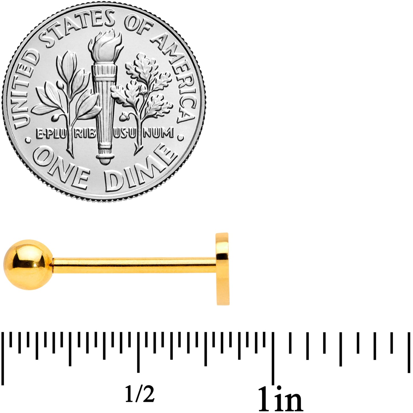 Gold Tone Red Heart Valentines Day Barbell Tongue Ring