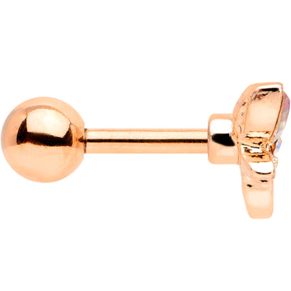 16G 1/4 Aurora Gem Rose Gold Tone Loop Butterfly Cartilage Tragus