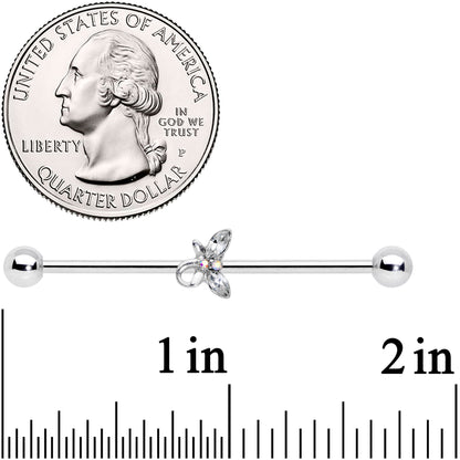 14G Clear Aurora Gem Loop Butterfly Industrial Barbell 38mm