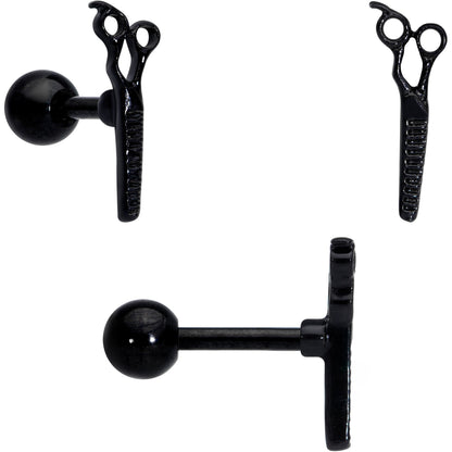 16G 1/4 Black Gold Tone Scissors Hair Cartilage Tragus Set of 3
