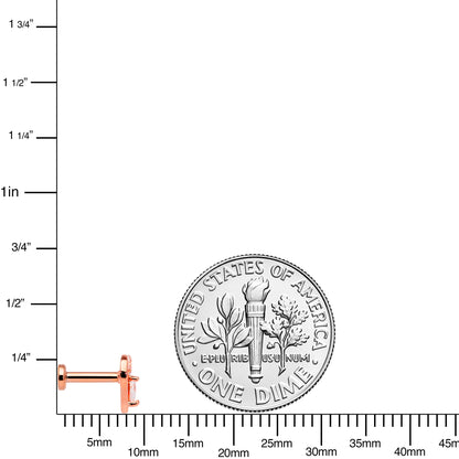 16G 1/4 Clear CZ Gem Rose Gold Hue Heart Internal Thread Labret