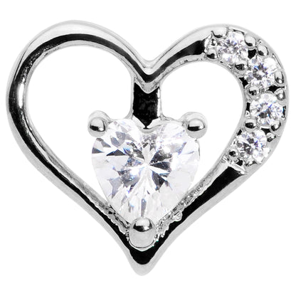 16G 1/4 Clear CZ Gem Airy Heart Internally Threaded Labret