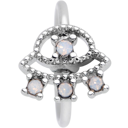 20G 5/16 White Faux Opal UFO Nose Hoop