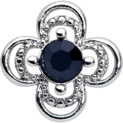 16G 5/16 Blue Gem Stylized Deco Cross Labret Monroe Tragus