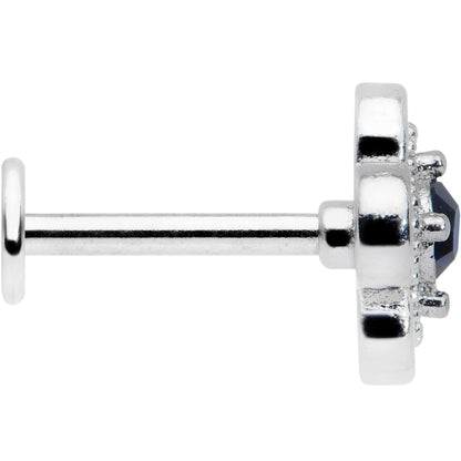 16G 5/16 Blue Gem Stylized Deco Cross Labret Monroe Tragus