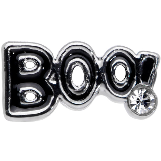 20G 1/4 Clear Gem Black Boo Halloween Nose Bone