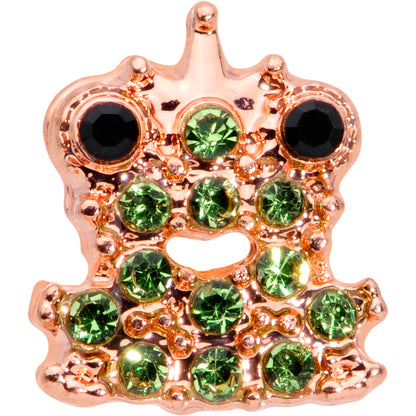 16G 1/4 Green Gem Rose Gold Tone Royal Frog Cartilage Tragus