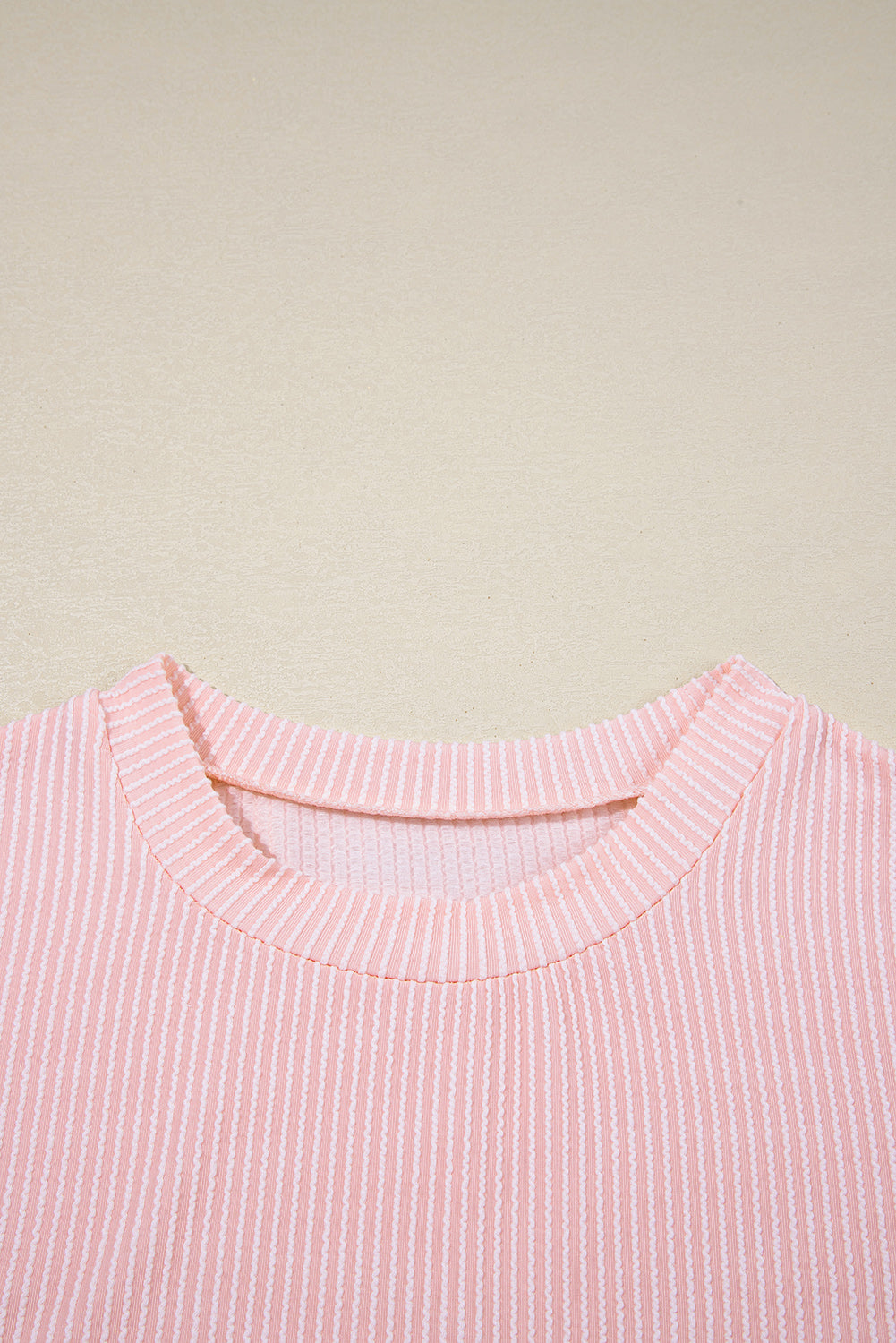 Corded Knit Colorblock Pocketed Crew Neck T-Shirt