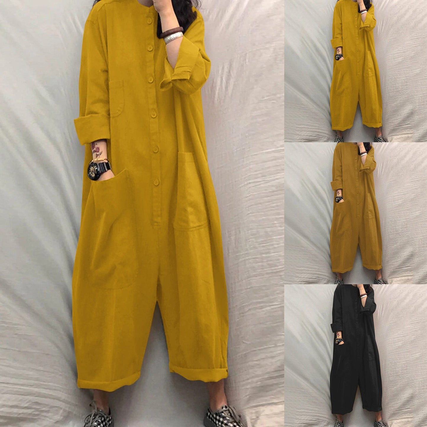Plus Size Women's Jumpsuit With Multiple Pockets