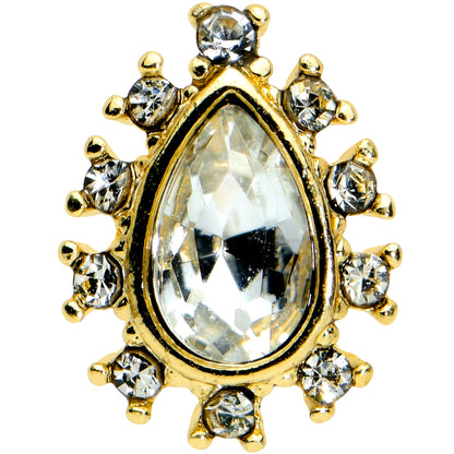 16G 5/16 Clear Gem Gold Tone Drop Labret Monroe Tragus