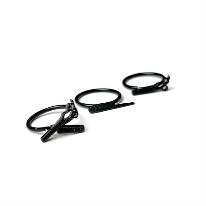 16G 1/4 Black Scissor Comb Hair Cartilage Tragus Earring Set of 3