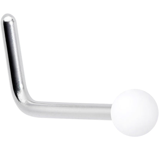 20G 7mm White Matte 2mm L Shaped Nose Ring