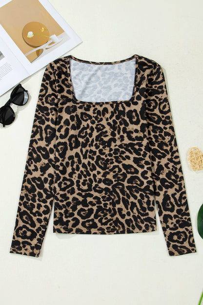 Leopard Slim Long Sleeve T-Shirt