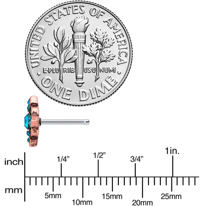 20G 1/4 Aqua Gem Rose Gold Tone Renaissance Nose Bone