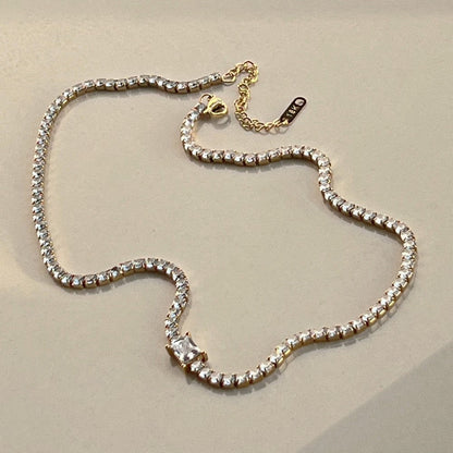 Cubic Zirconia Chain And Bracelet Neck Chain Choker